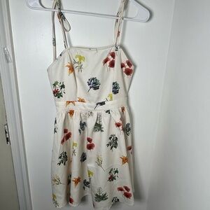 Cider Floral Mini Dress XS White Botanical Print Spaghetti Strap Dress